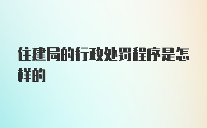 住建局的行政处罚程序是怎样的