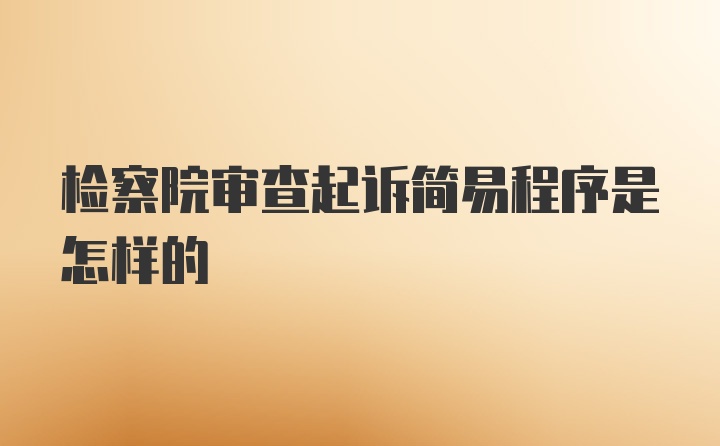 检察院审查起诉简易程序是怎样的