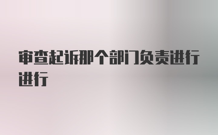 审查起诉那个部门负责进行进行