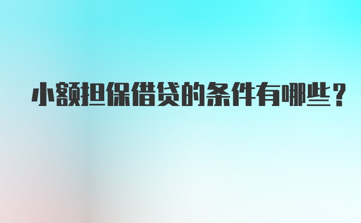 小额担保借贷的条件有哪些？