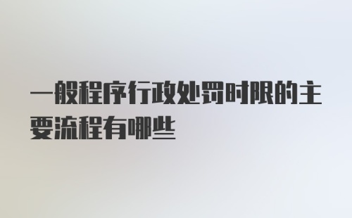 一般程序行政处罚时限的主要流程有哪些