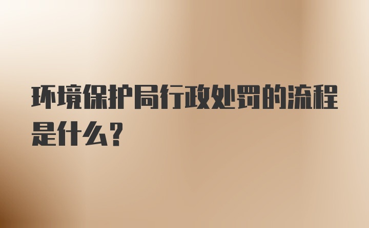 环境保护局行政处罚的流程是什么？