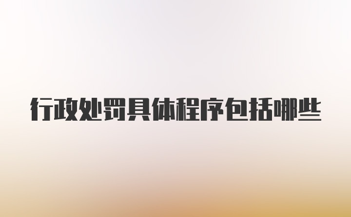 行政处罚具体程序包括哪些