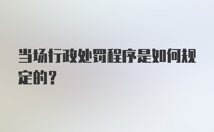 当场行政处罚程序是如何规定的？