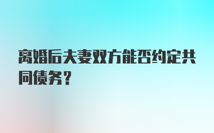 离婚后夫妻双方能否约定共同债务？