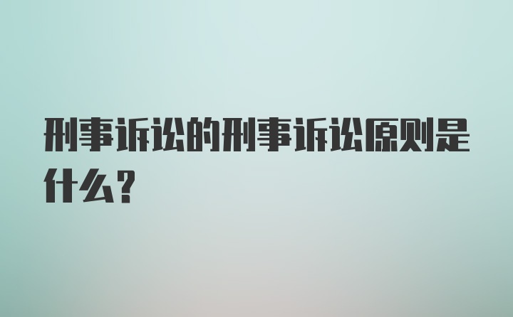 刑事诉讼的刑事诉讼原则是什么?