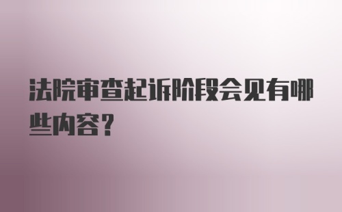 法院审查起诉阶段会见有哪些内容？