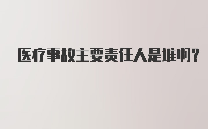 医疗事故主要责任人是谁啊？