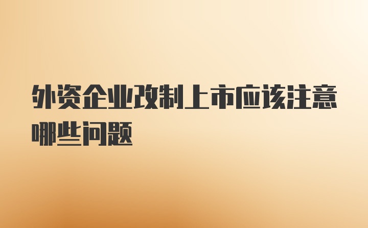 外资企业改制上市应该注意哪些问题