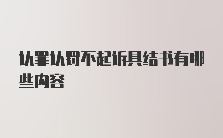 认罪认罚不起诉具结书有哪些内容