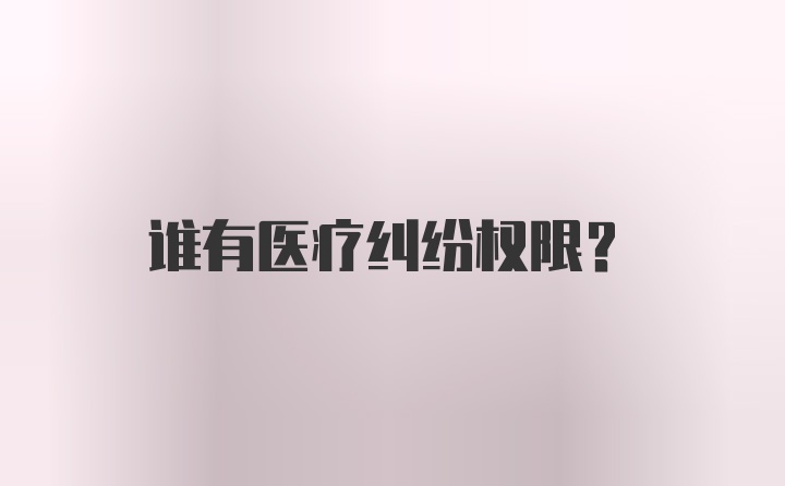 谁有医疗纠纷权限?