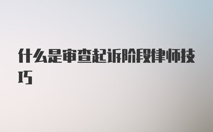 什么是审查起诉阶段律师技巧