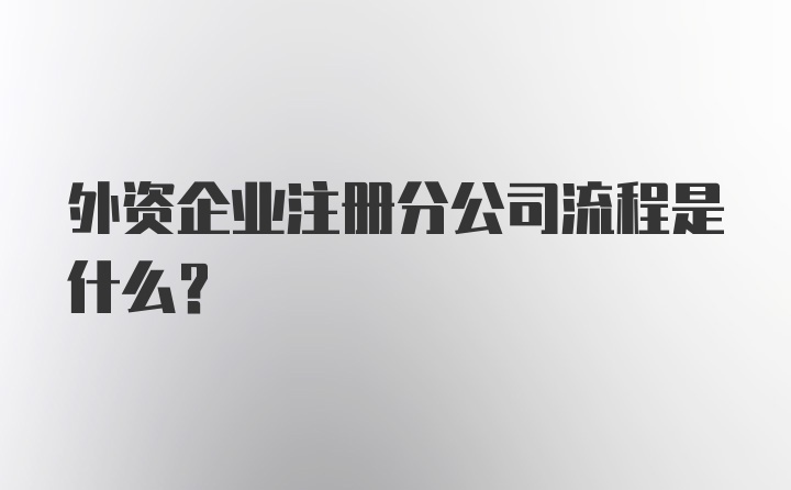 外资企业注册分公司流程是什么？