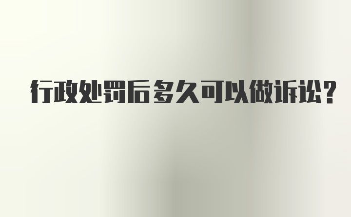 行政处罚后多久可以做诉讼？