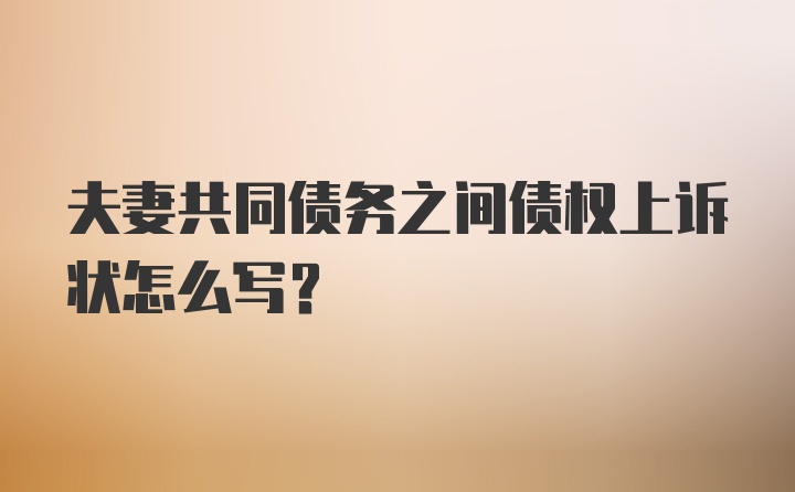 夫妻共同债务之间债权上诉状怎么写?