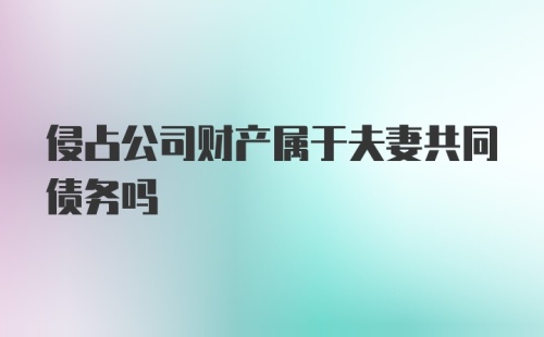 侵占公司财产属于夫妻共同债务吗