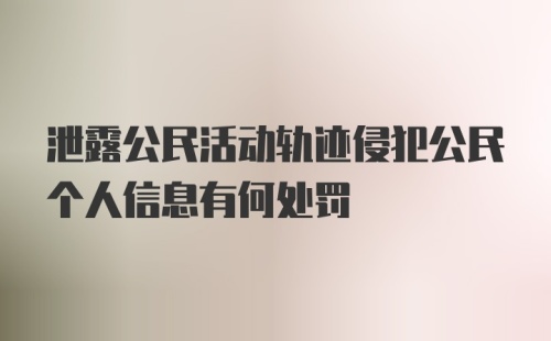 泄露公民活动轨迹侵犯公民个人信息有何处罚