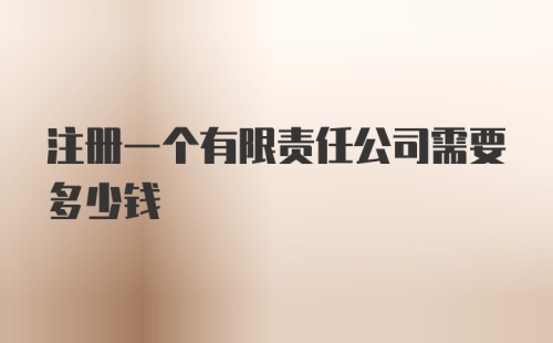 注册一个有限责任公司需要多少钱