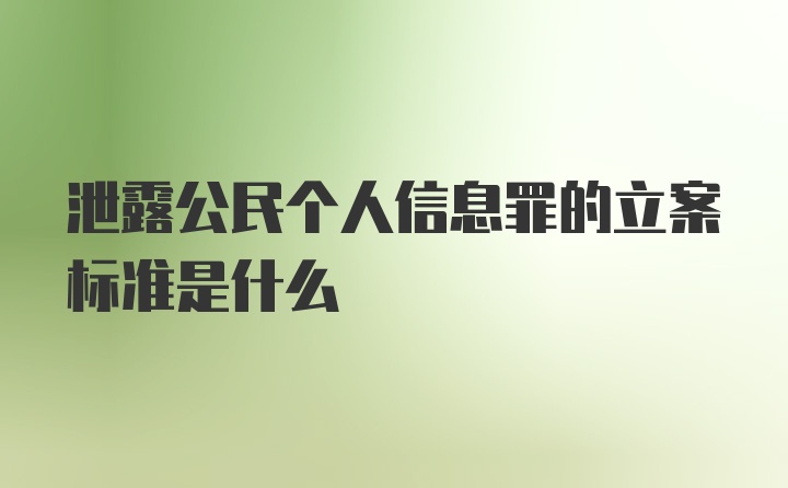 泄露公民个人信息罪的立案标准是什么