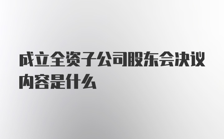 成立全资子公司股东会决议内容是什么