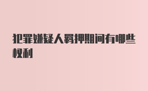 犯罪嫌疑人羁押期间有哪些权利