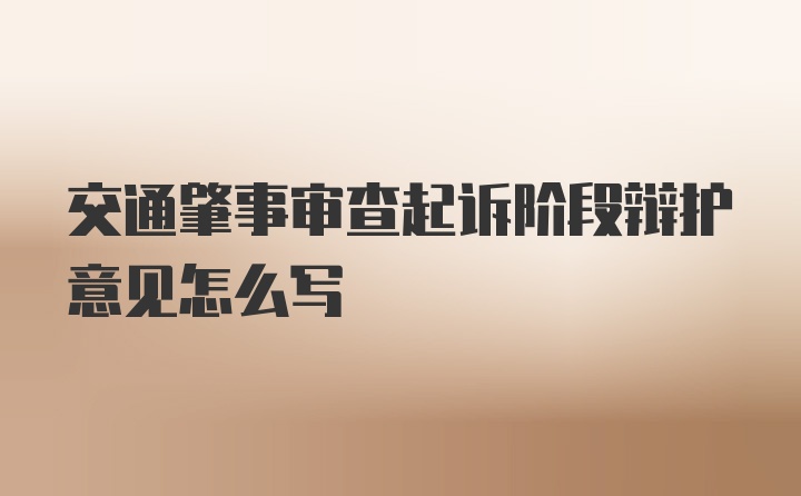 交通肇事审查起诉阶段辩护意见怎么写