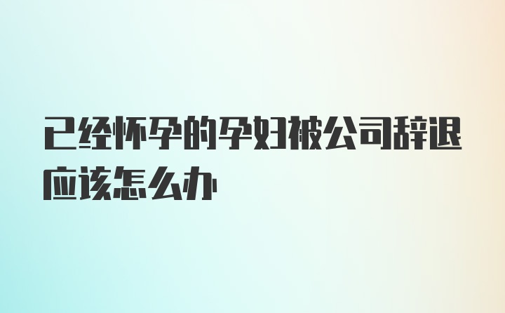 已经怀孕的孕妇被公司辞退应该怎么办