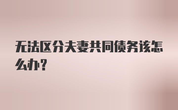 无法区分夫妻共同债务该怎么办?