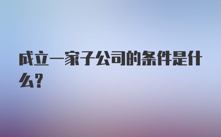 成立一家子公司的条件是什么？