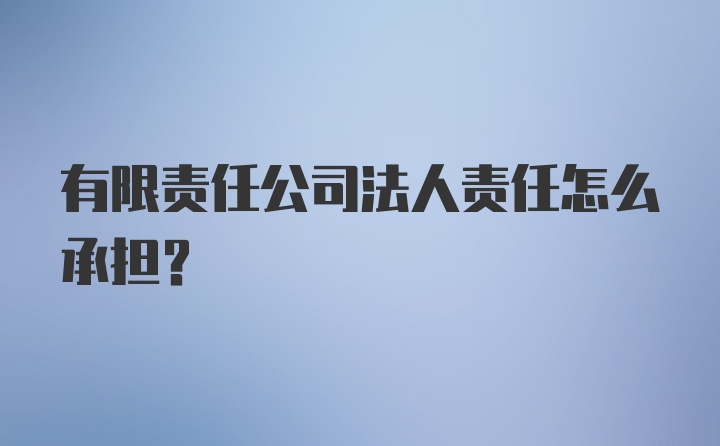 有限责任公司法人责任怎么承担？