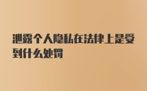 泄露个人隐私在法律上是受到什么处罚