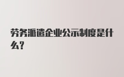 劳务派遣企业公示制度是什么？