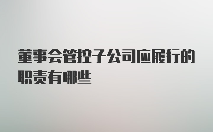 董事会管控子公司应履行的职责有哪些