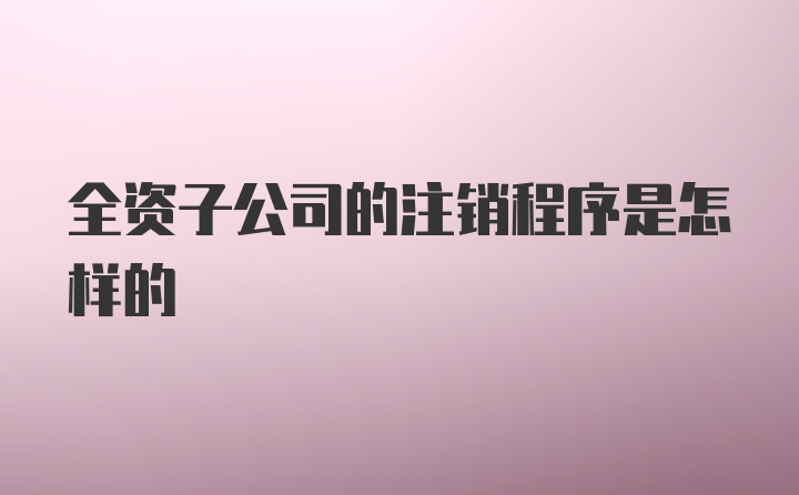 全资子公司的注销程序是怎样的