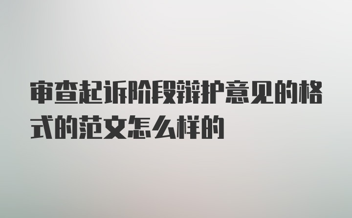 审查起诉阶段辩护意见的格式的范文怎么样的