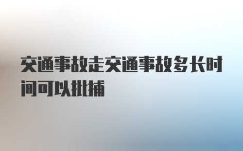 交通事故走交通事故多长时间可以批捕