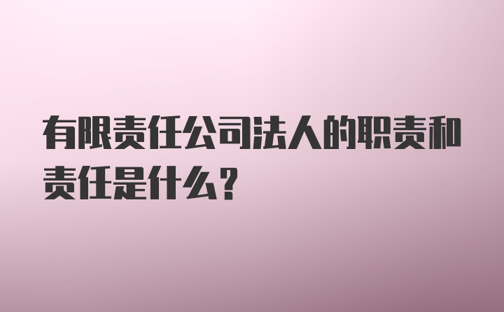 有限责任公司法人的职责和责任是什么？