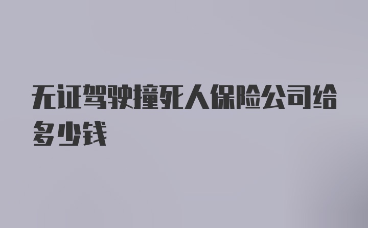 无证驾驶撞死人保险公司给多少钱