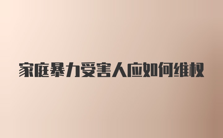 家庭暴力受害人应如何维权