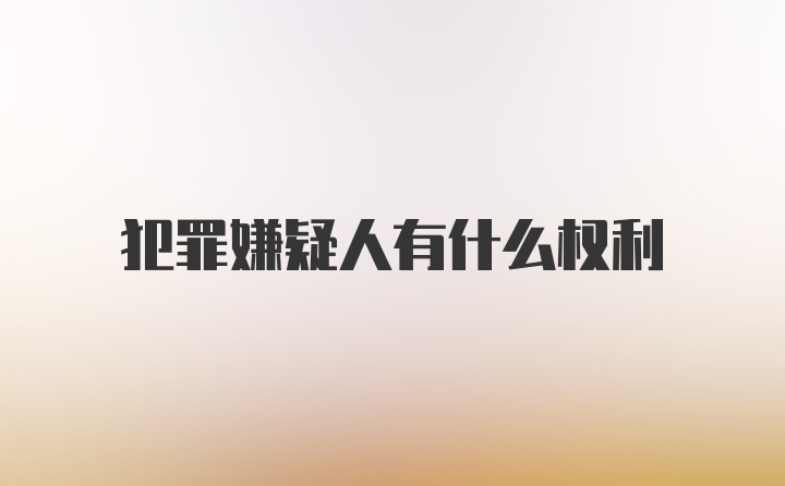 犯罪嫌疑人有什么权利