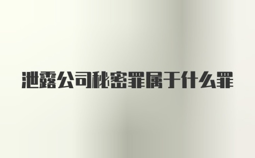 泄露公司秘密罪属于什么罪