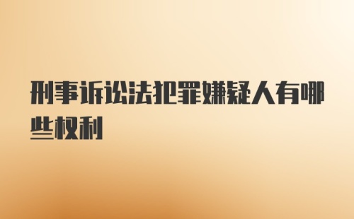 刑事诉讼法犯罪嫌疑人有哪些权利