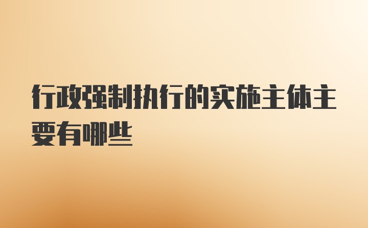 行政强制执行的实施主体主要有哪些