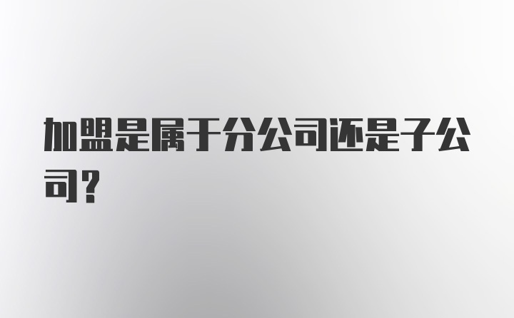 加盟是属于分公司还是子公司？