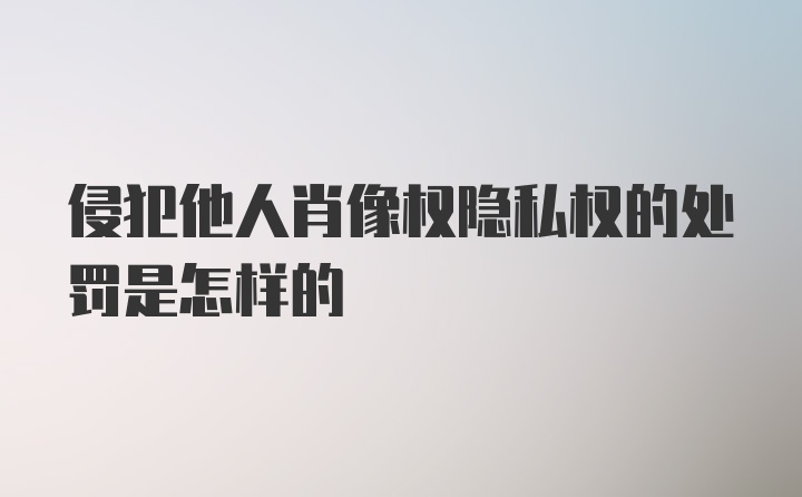 侵犯他人肖像权隐私权的处罚是怎样的