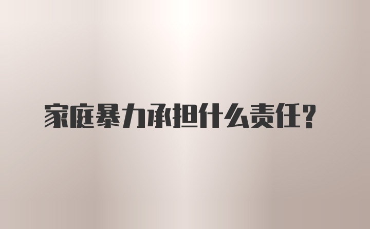 家庭暴力承担什么责任？