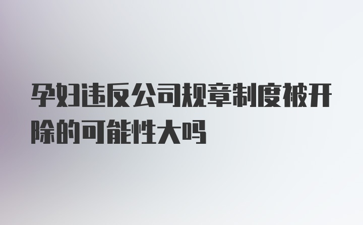 孕妇违反公司规章制度被开除的可能性大吗