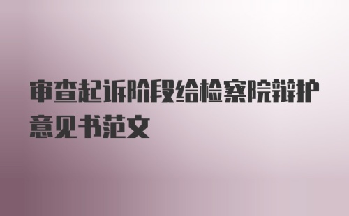 审查起诉阶段给检察院辩护意见书范文