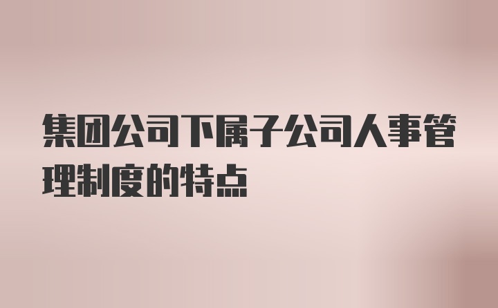 集团公司下属子公司人事管理制度的特点