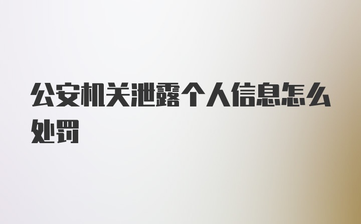 公安机关泄露个人信息怎么处罚